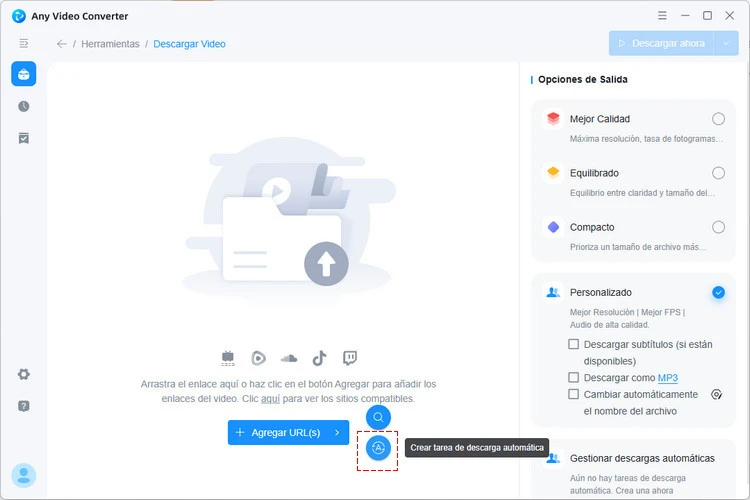 Crear una tarea de descarga automática