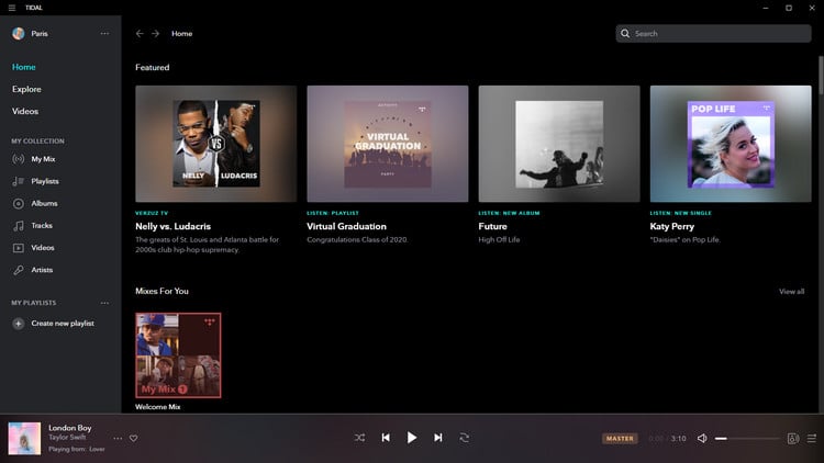 tidal main interface