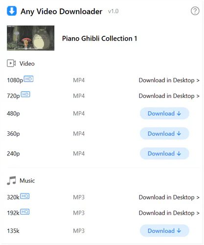 download youtube video via any video downloader extension