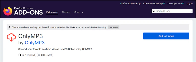 onlymp3 firefox extension