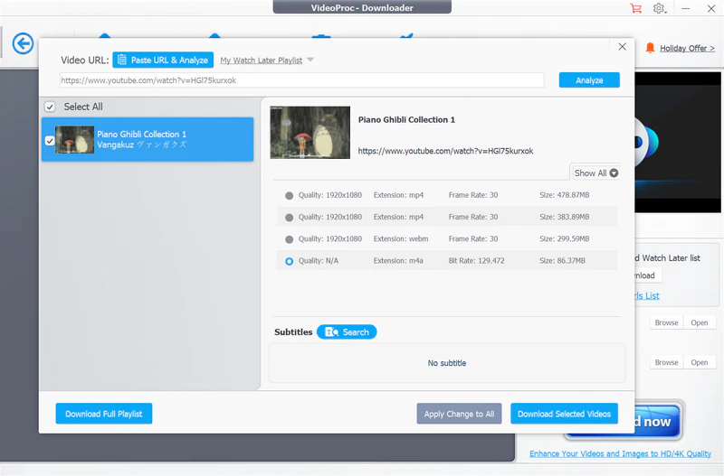 rip audio with videoproc