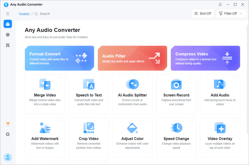 main interface of any audio converter