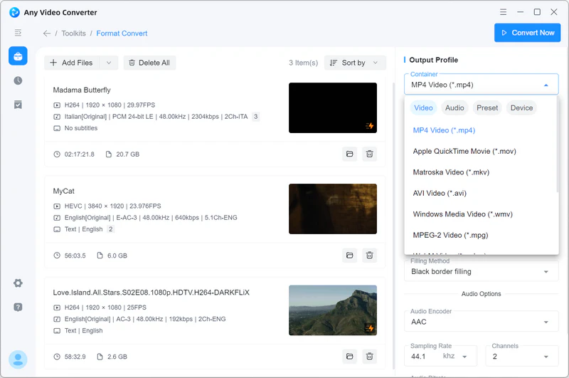 select mp4 as the output format