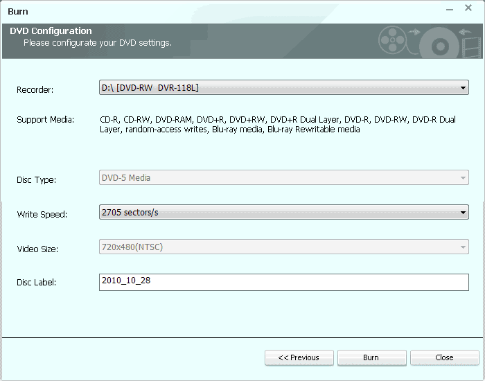 DVD configuration